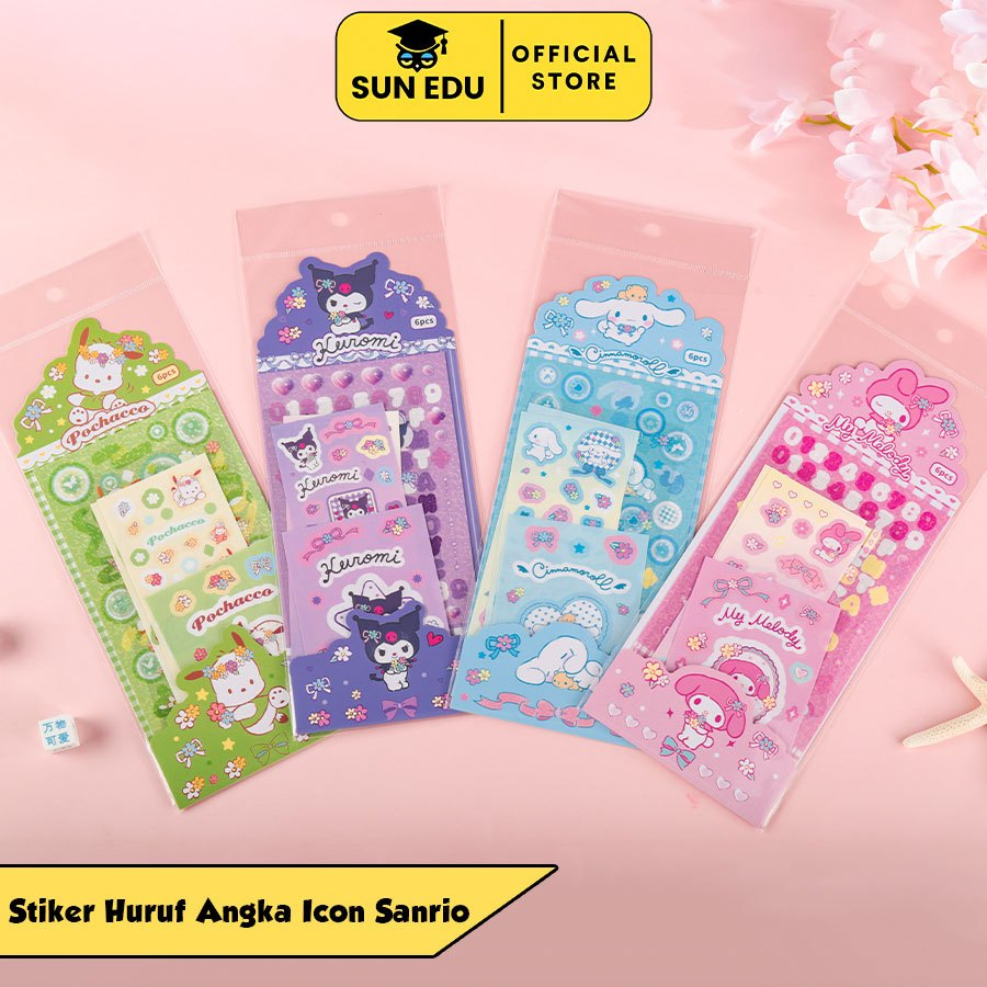 

3PCS Sticker Karakter Sanrio Stiker Tempel Cinnamoroll Kuromi Melody