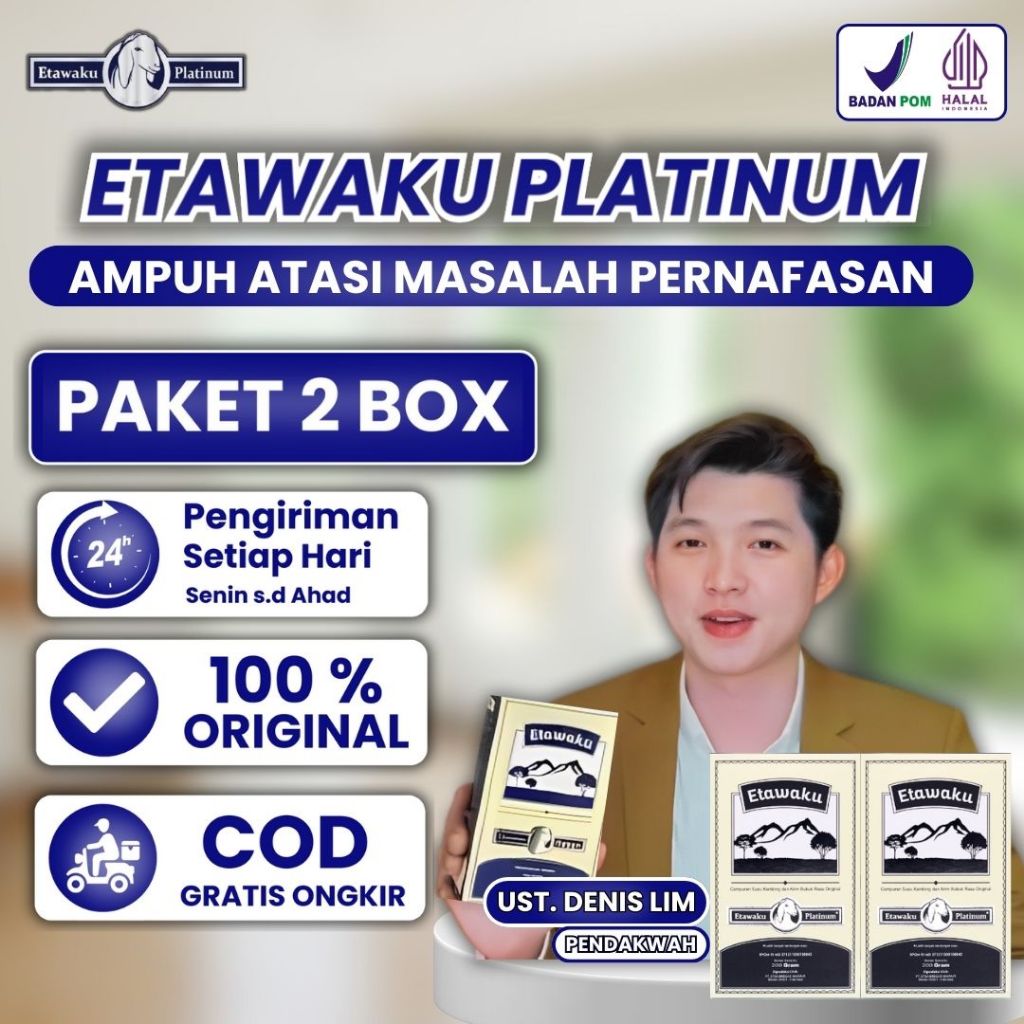 

Etawaku Platinum Paket 2 Box - Susu Kambing Etawa Bubuk Murni Rendah Gula Sembuhkan Sesak Nafas Nyeri Sendi