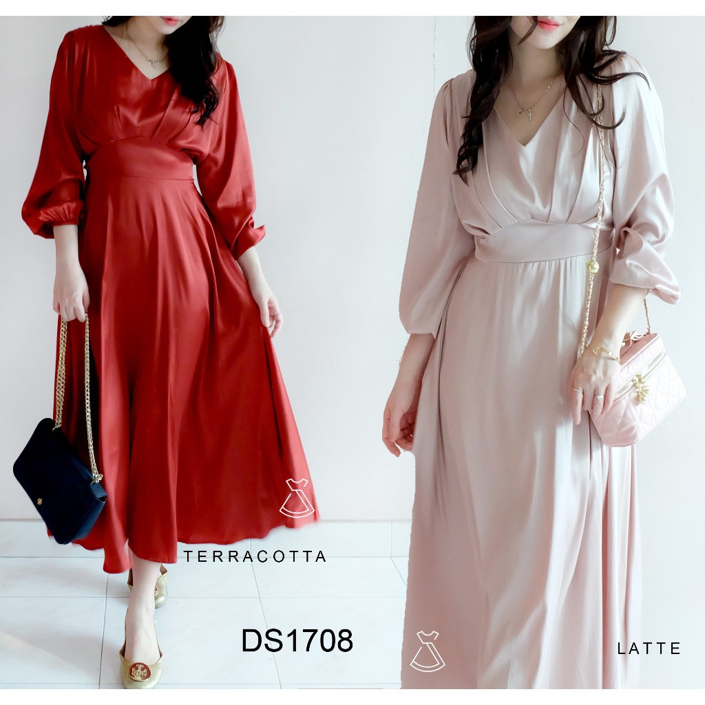Madison Satin Dress -- Ocha Wear | Dress Pesta Satin Backless | Slit Party Dress | Dress Kondangan |