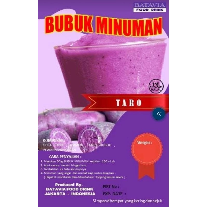 

Bubuk minuman premix Batavia rasa TARO 500gram