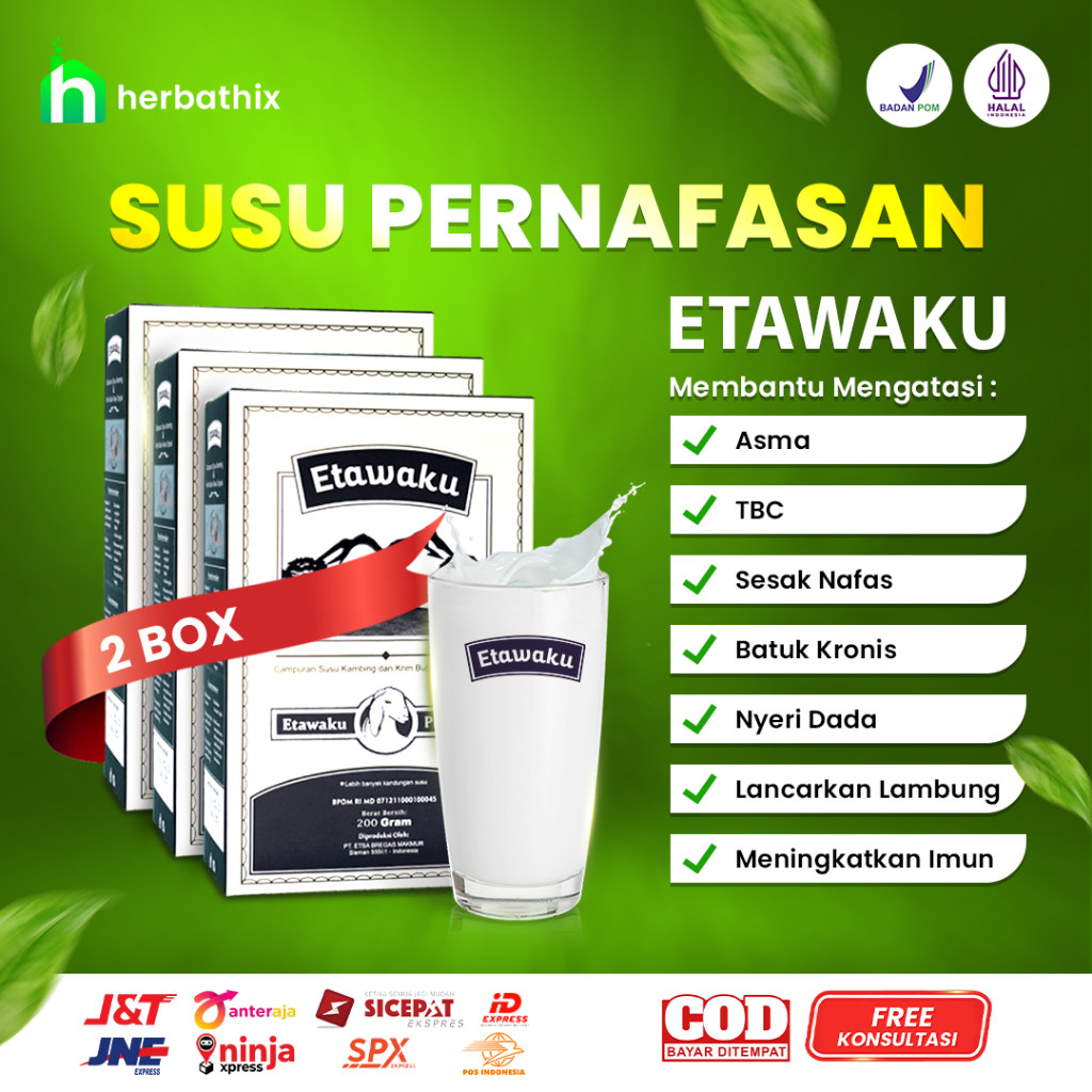 

Susu Pernafasan ETAWAKU Obat Jamu Herbal Alami Paket Tuntas 3 Box Atasi TBC Tubercolosis ASLI