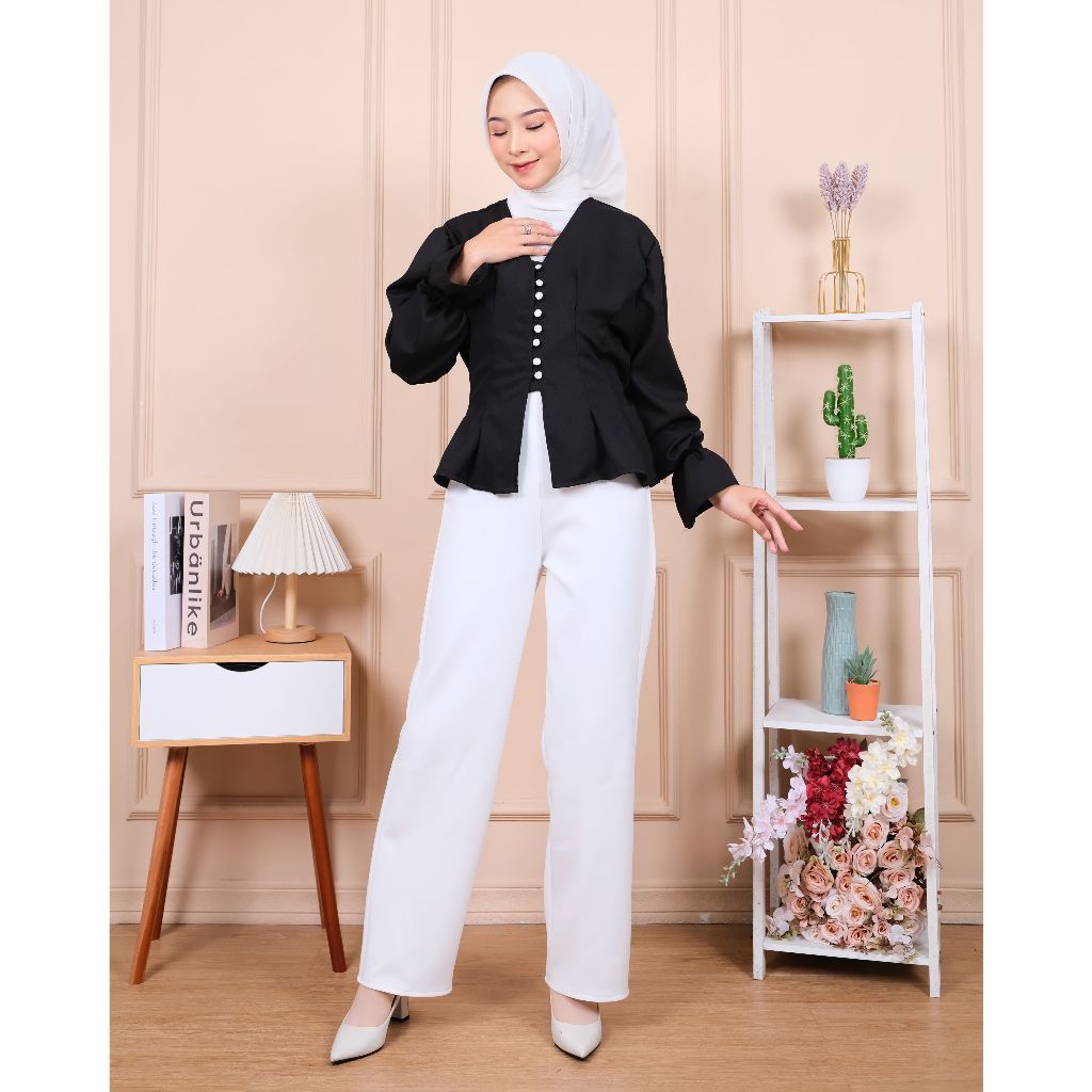 LARISSA Blouse Wanita Korea / Atasan Kantor Wanita Kasual / Blouse Elegan Korea Hijab Friendly