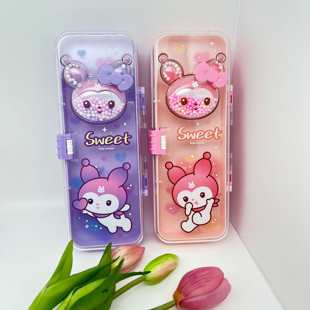 

cute tempat pensil double layer bubble foam sanrio kuromi kotak pensil dua tingkat kuromi bubble 3d