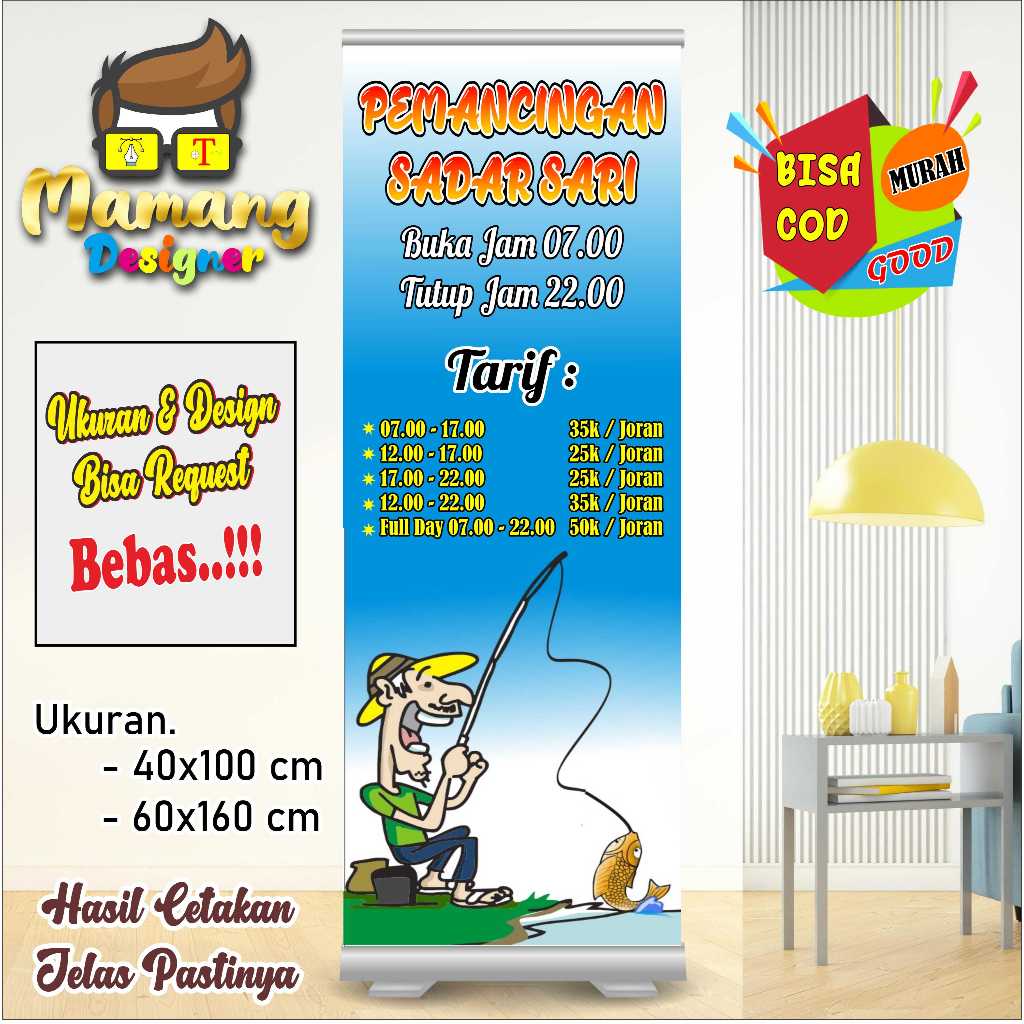 Cetak Spanduk Banner Tempat Pemancingan Ikan atau Kongkur bb