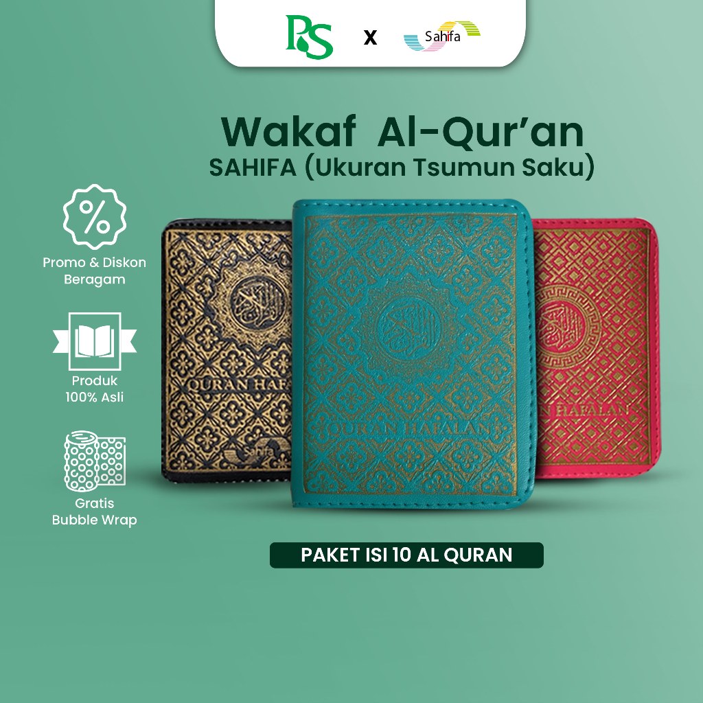 Paket Alquran/Wakaf/Hadiah/Souvernir ISI 10 - Al-Qur'an Hafalan Kecil Saku Mini Resleting Sahifa