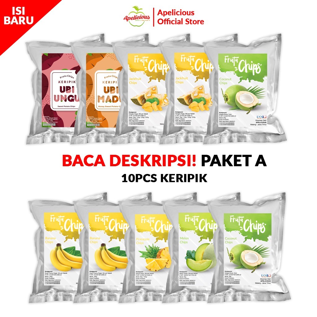 

KERIPIK Buah Fruta 250g Apel Pisang Salak Mangga Nanas APELICIOUS