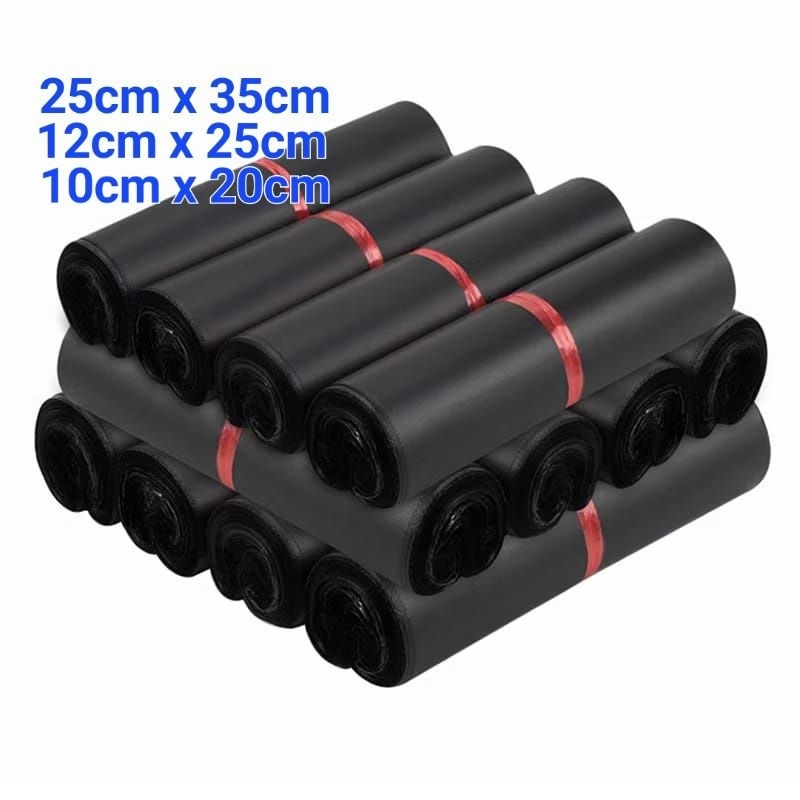 (isi100pcs) Plastik Polymailer Hitam Glossy LDPE 0,5micron 10x20 12x25 17x30 25x35 / Plastik Polimer