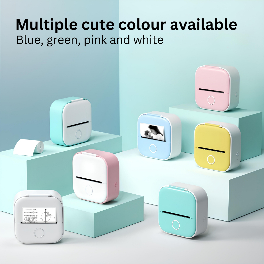 Printer Thermal Mini Portable Bluetooth Connection Print Resi Sticker Maker Cetak Foto Inkless