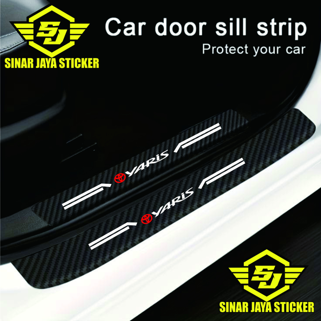 stiker karbon pelindung pintu mobil TOYOTA YARIS stiker cuting pijakan kaki terbaru