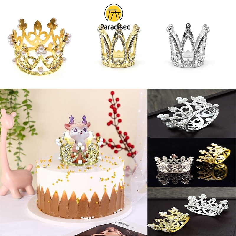 ✨ Mini Topper Kue Mahkota Mutiara Kue Ulang Tahun Dekorasi Anak Hiasan Orname Paradised