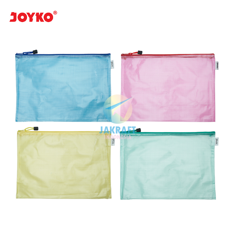 

(1 Pcs) Document Bag Jaring Zipper JOYKO DCB-33 B4 Warna Warni Mix Semi Clear Transparan Laptop Dokumen File A4 & F4 Folio Stationery Pouch Resleting Tahan Air