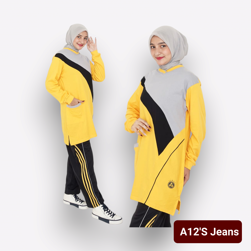 Setelan Baju Olahraga Tunik  Wanita Lengkap Celana Setelan Baju Olahraga Senam Seragam (TUNIK)
