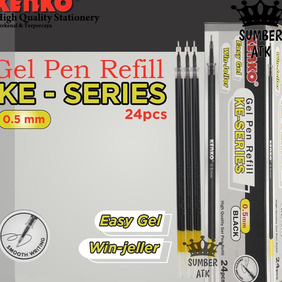 

BIG DISCOUNT Refill Pen Kenko Easy Gel 1 BOX 24 PCS HITAM dan BIRU KE Series Isi Pulpen Isi Ulang Pen