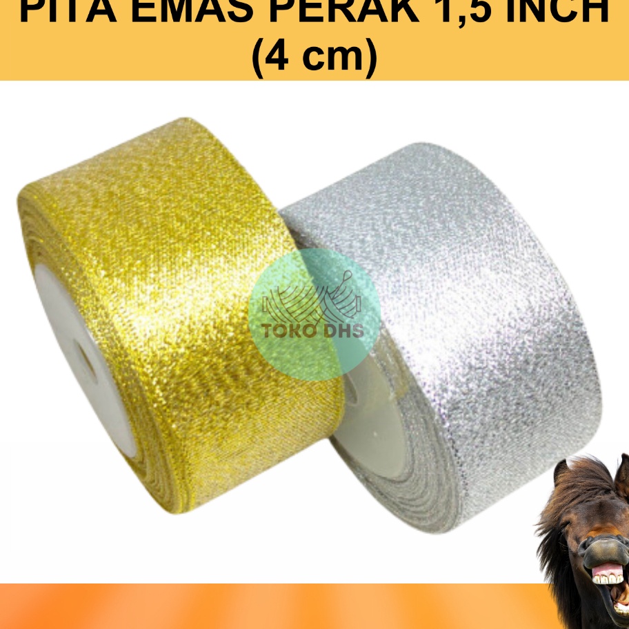 

PRODUK TERBARU Pita Emas Perak 15 Inch 4 Cm Pita Glitter