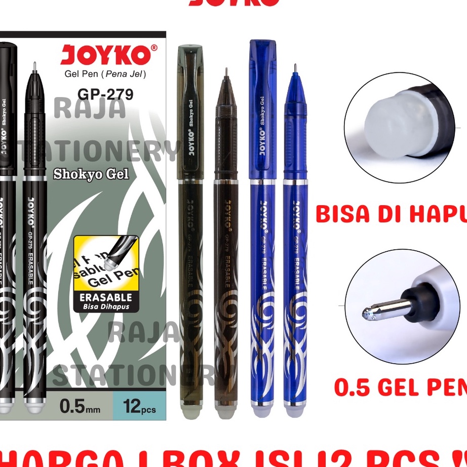 

STOK SEDIKIT ERASABLE GEL PEN HITAM BIRU PULPEN PEN BISA DIHAPUS LUSIN GP279 12PCS