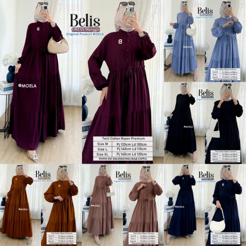 Belis Dress Gamis Polos Jumbo Allsize Busui Premium Catton Rayon Original Ori Moela Berlabel