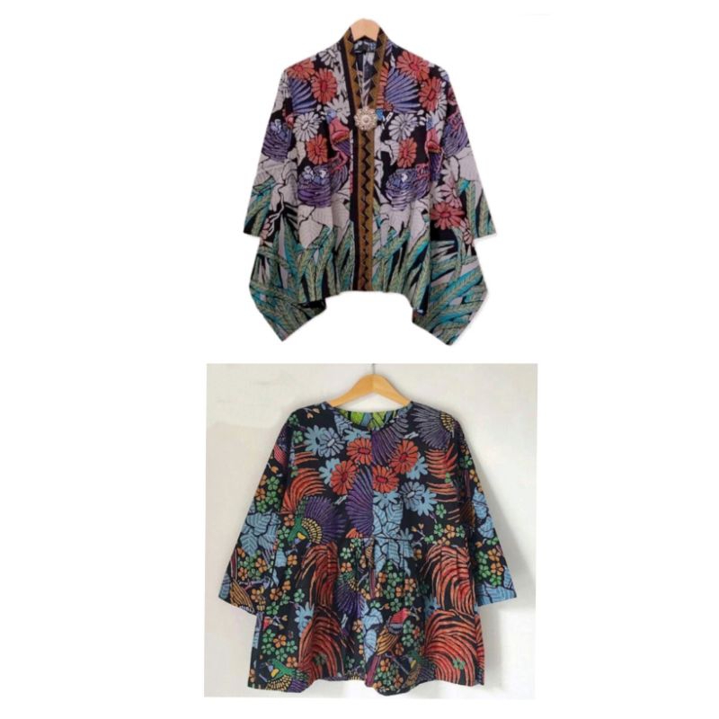 blouse batik motif bunga model kebaya dan peplum