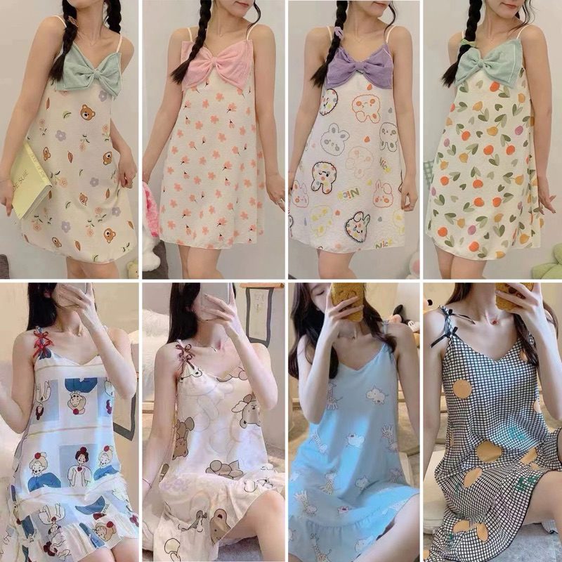 Daster Dress Tali Satu Import Cup Bra/Setelan Wanita Kekinian Import