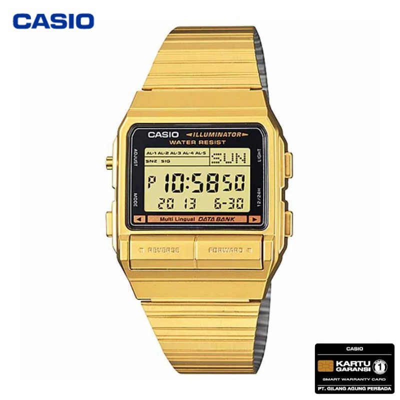 JAM TANGAN CASIO WANITA CASIO DATABANK DB-380G-1 / DB380G  CASIO ORIGINAL
