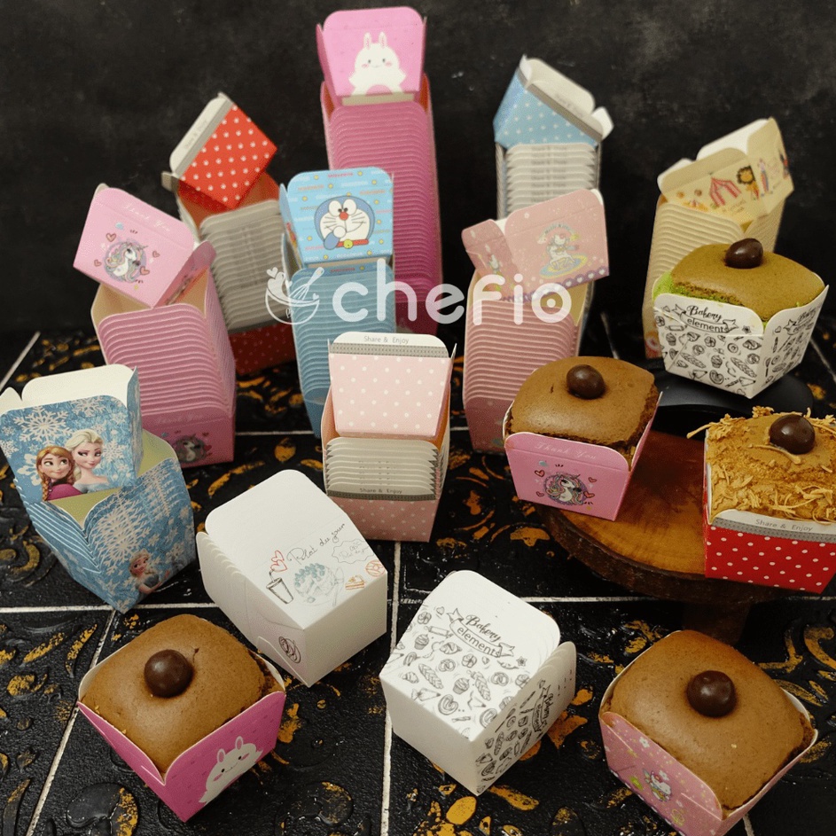 MURRRMERRR Paper Cupcake Case Kotak Kue Muffin Hokkaido Lava Cake Roti Bluder