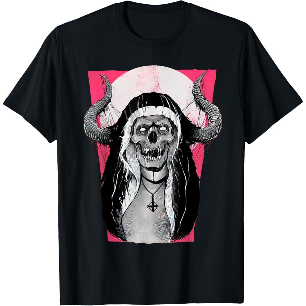 Baju kaos Devil Nun Evil Skull Demon Gothic Horror T-Shirt
