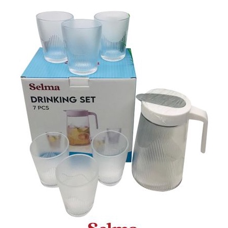MURMER Selma Set 7 Pcs Jade Teko Minum  Gelas Water Jug Pitcher Dengan Tutup Dan Handle Peralatan Mi