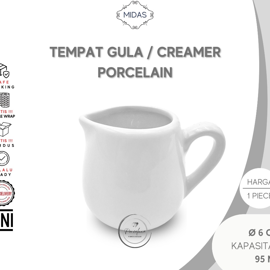 SPESIAL DISCOUNT Sugar Syrup Pot Porselen Putih 95 ml Tempat Gula Cair Creamer Susu Saus Mini Milk J
