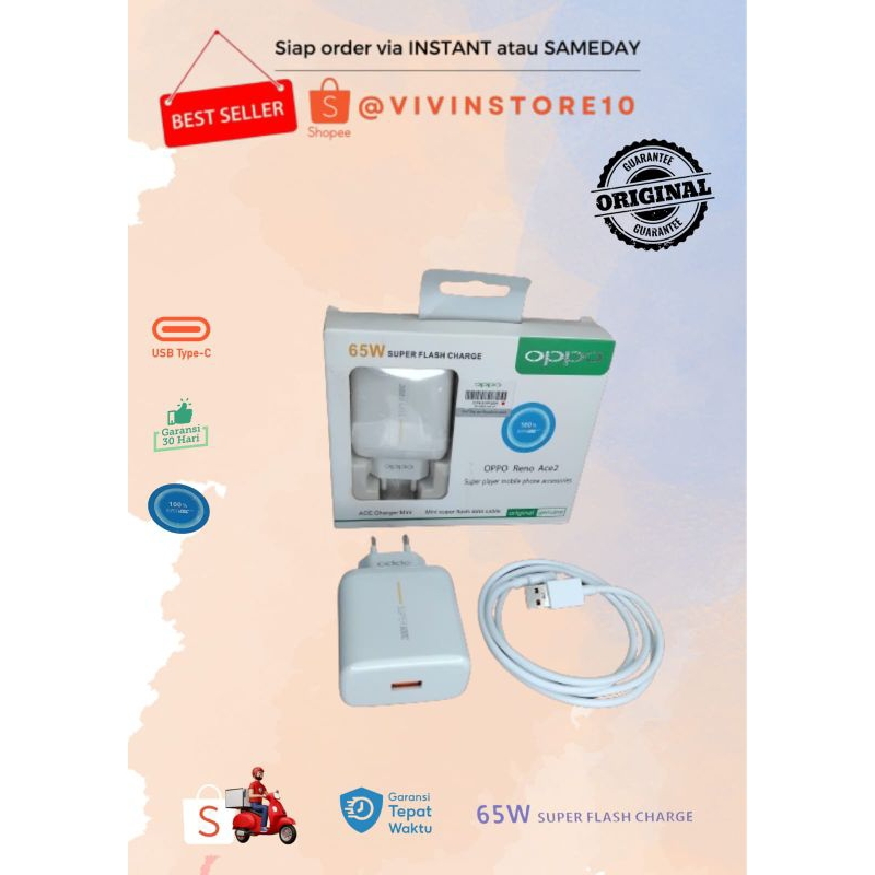 termurah charger Original Oppo 100% sesuai bawaan Hp Charger Oppo A77S Casan Oppo Supervooc Charger 