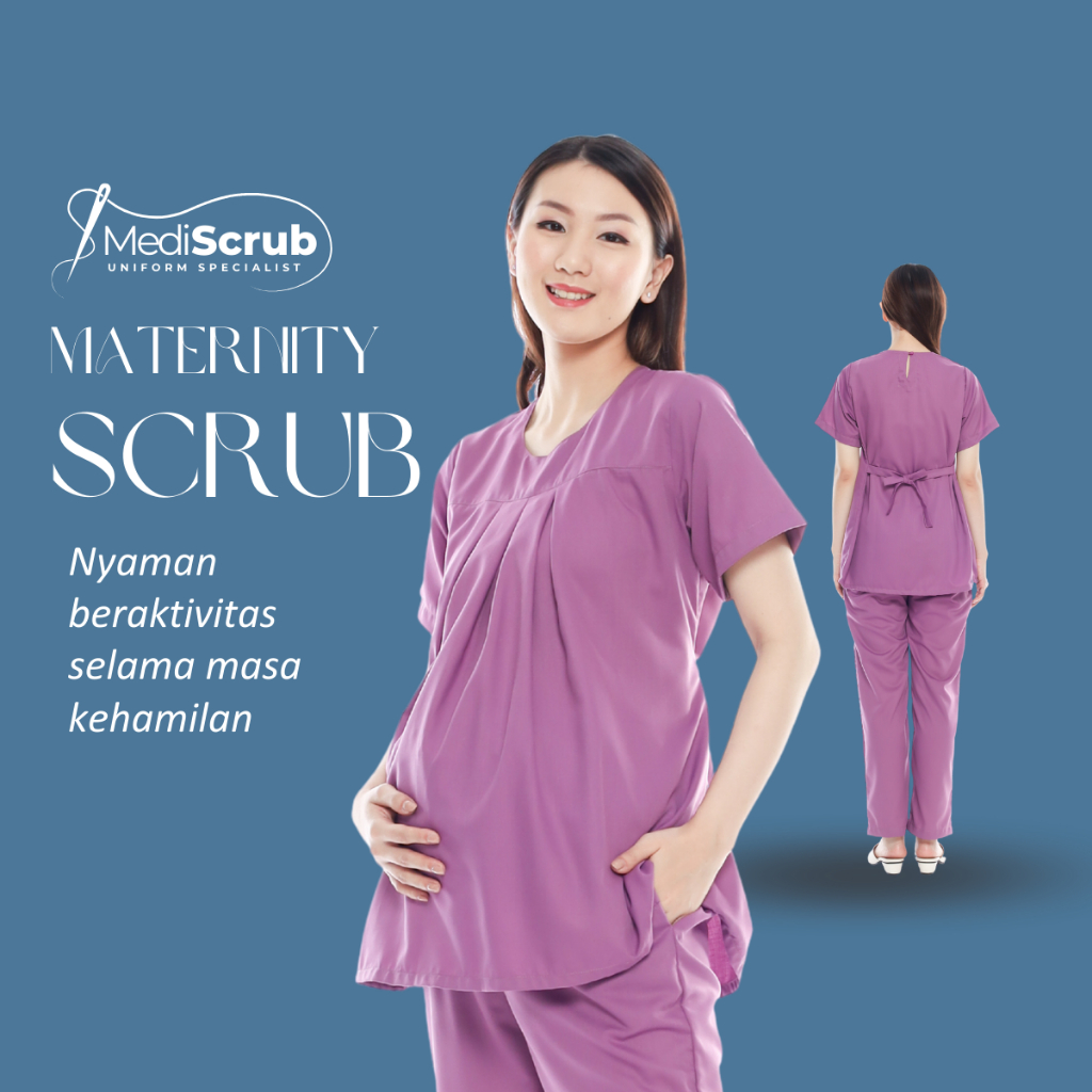 MEDISCRUB - Maternity Scrub Baju Kerja Hamil Dokter Perawat Medis O Neck