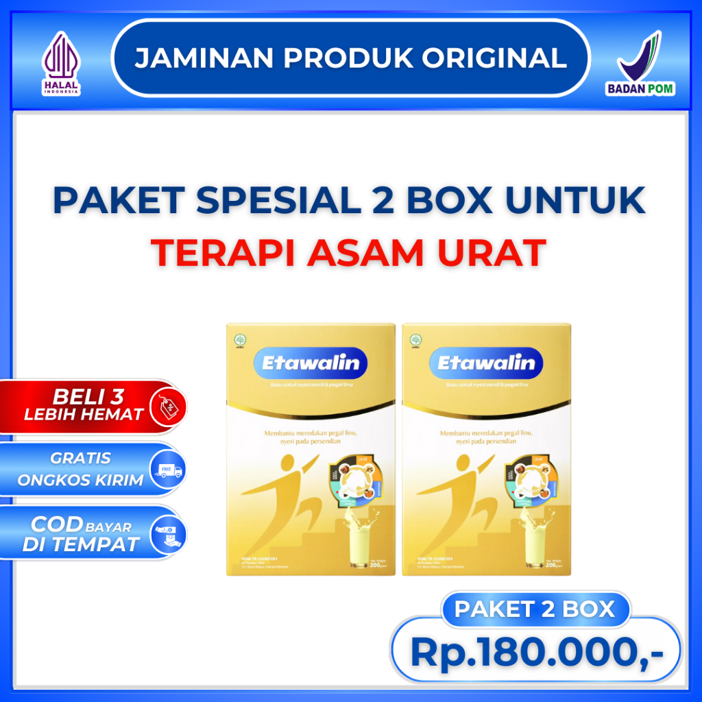 

Etawalin PAKET 2 BOX - Susu Kambing Etawa Original 100% Bantu Atasi Nyeri Sendi dan Terapi Asam Urat