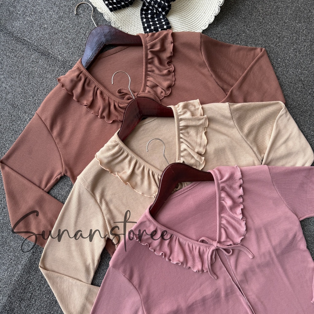 Cardigan Crop Tali Ruffle / Outer Korea / Cardigan Fuji / Korean Style