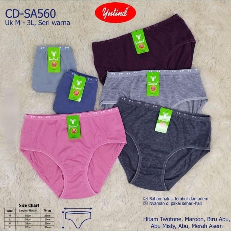 ISI 6 PCS CD WANITA / CELANA DALAM WANITA DEWASA BAHAN KATUN / MERK YUTIND & Ru Liang