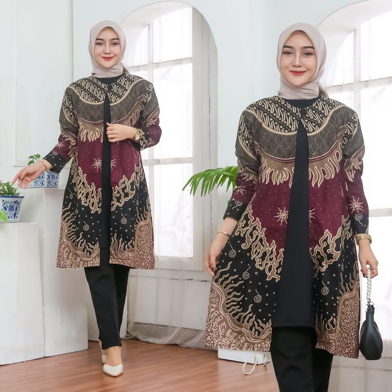 Couple Batik Tunik Dan Laki Lengan Panjang