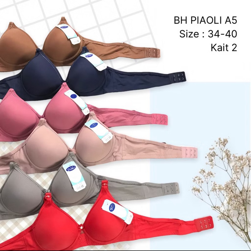 Adinda~ BH PIAOLI A5 / BH PIAOLI POLOS MIRIP  LINGCAO DAN SCALLEN /BH BUSA TANPA KAWAT/ SIZE 34 36 3