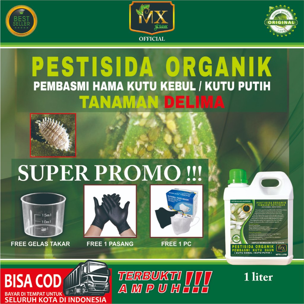 Pestisida Organik Pembasmi KUTU DAUN ( Kutu Kebul / Kutu Putih ) Untuk Tanaman DELIMA 1 Liter