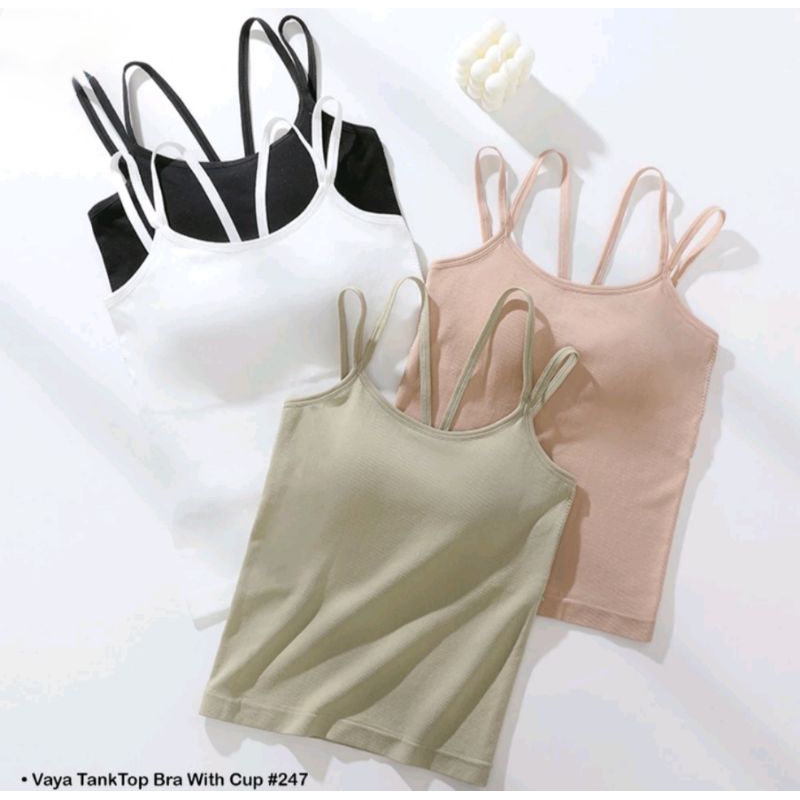 [TANKTOP] Vaya 247 / 1167 Tanktop Croptop dengan cup tali belakang silang