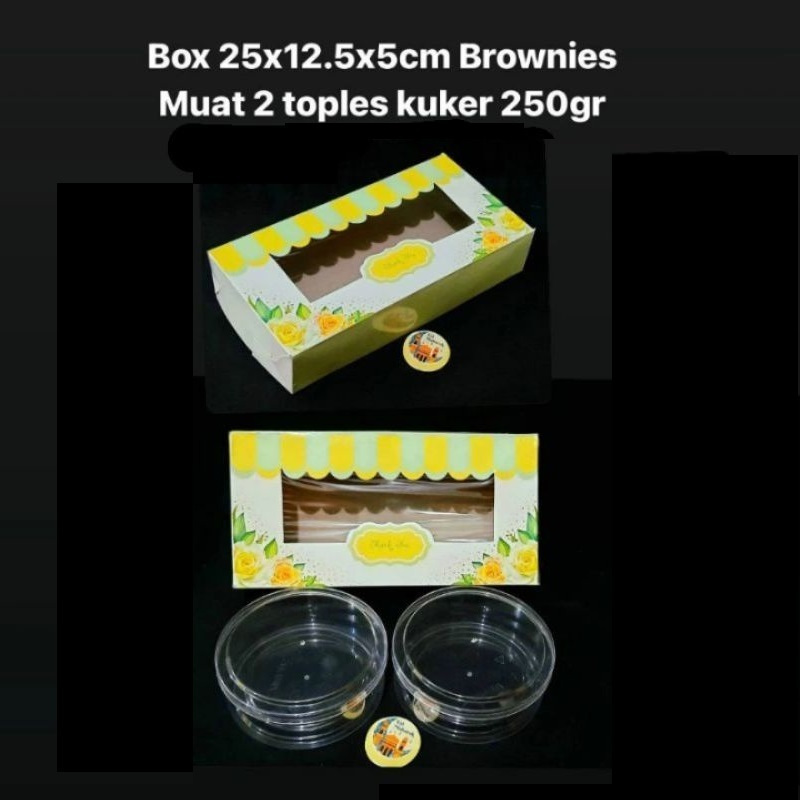 

( 5 pcs ) Kotak Box Kuker Hampers Lebaran Dus Packaging Brownies Muat 2 Toples Bulat 250gr