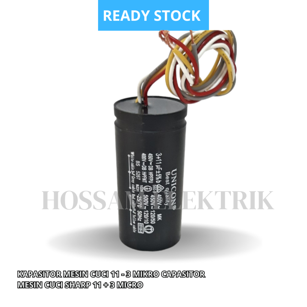 KAPASITOR MESIN CUCI 11 - 3 MIKRO CAPASITOR MESIN CUCI SHARP 11 + 3 MICRO