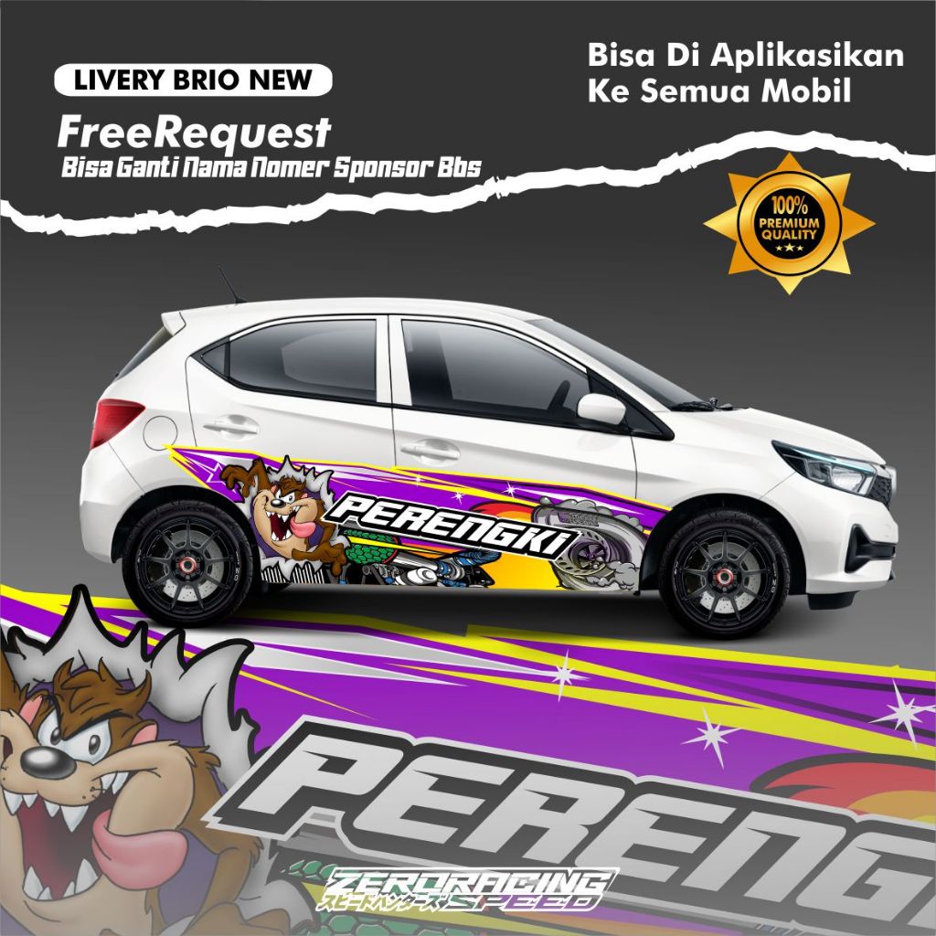 Decal Sticker Mobil brio new Agya Ayla Jazz Brio Yaris Body Samping Free Custom Nama stiker livery m