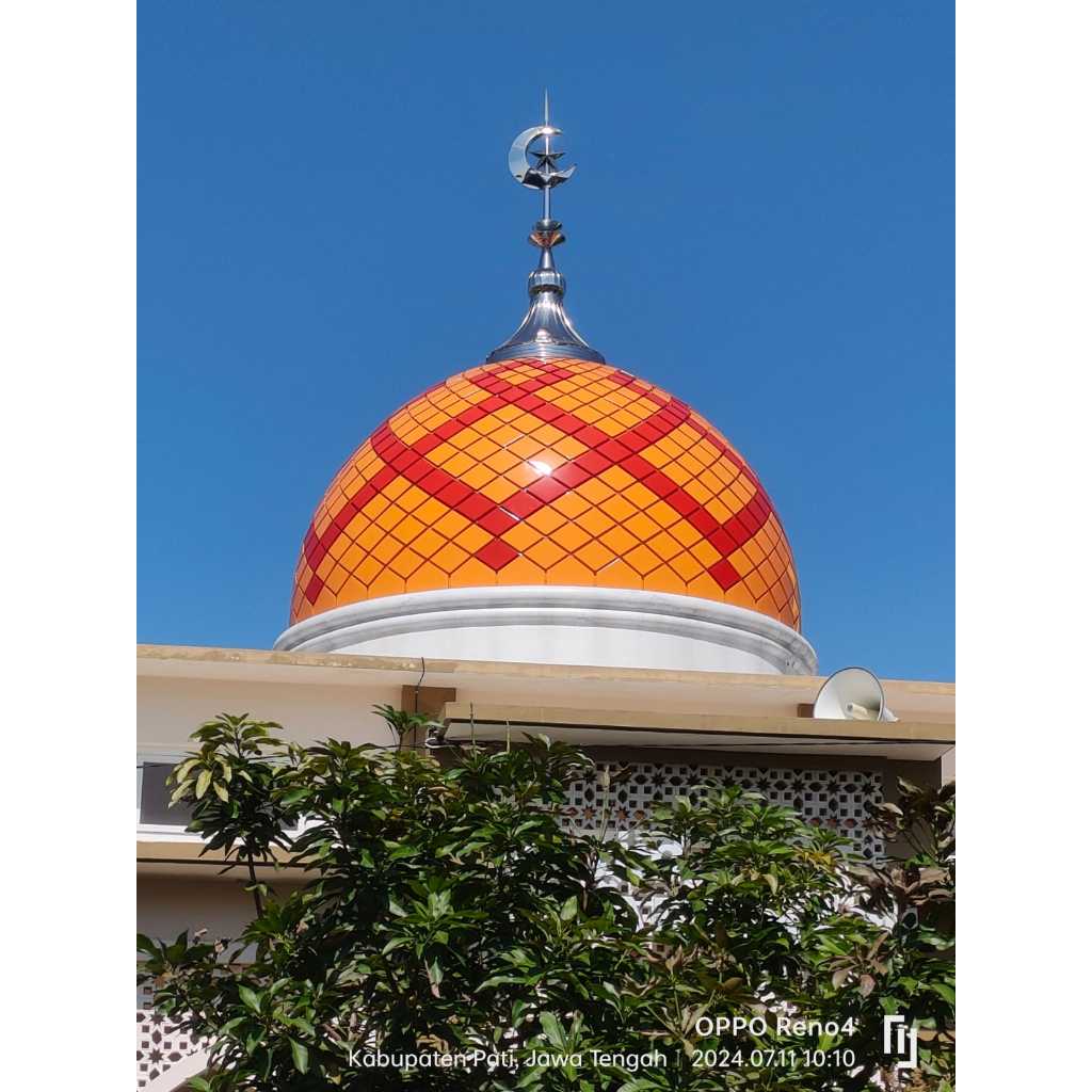 KUBAH MASJID BESAR BAHAN ENAMEL TEFLON MEWAH KUAT DAN TAHAN CUACA DIAMETER 250CM TINGGI 150CM