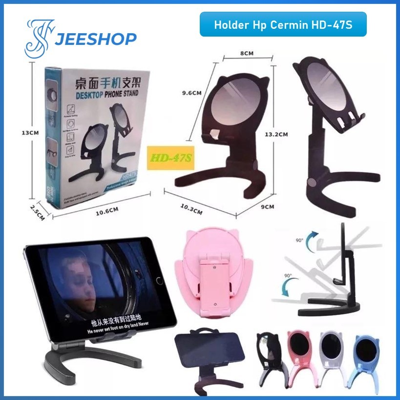 Stand Phone Holder Cermin HD-47S Holder Hp Cermin Folding Desktop Multifungsi