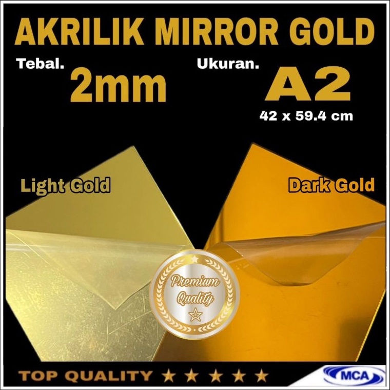 AKRILIK LEMBARAN GOLD MIRROR A2  Acrylic Mirror Gold  Laser cutting