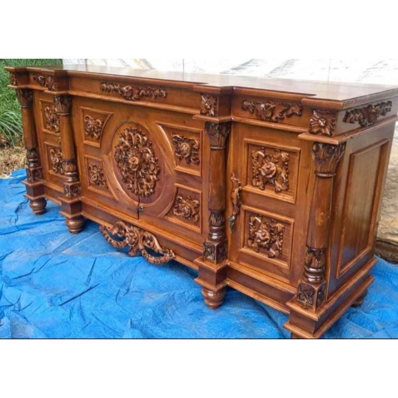 TERMURAH BUFET UKIR NUSANTARA NAKAS UKIR KAYU JATI