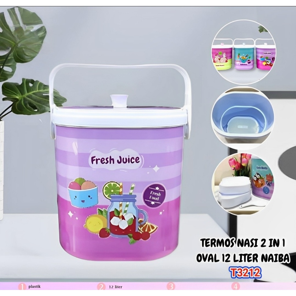 TEMPAT NASI 2 IN 1 RICE BUCKET OVAL T3212 TERMOS NASI  2in 1 OVAL 12 LITER