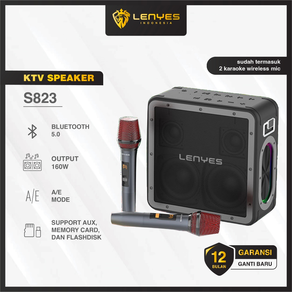 LENYES S823 160W Outdoor KTV Wireless Speaker + Microphone Karaoke Bluetooth 5.0 DSP Super Power Sub