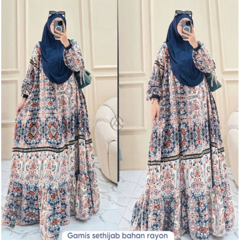 GAMIS SALUR //GAMIS SET BERGO BUNGA/ GAMIS ALVARO/GAMIS WANITA/ GAMIS SET//GAMIS SET HIJAB