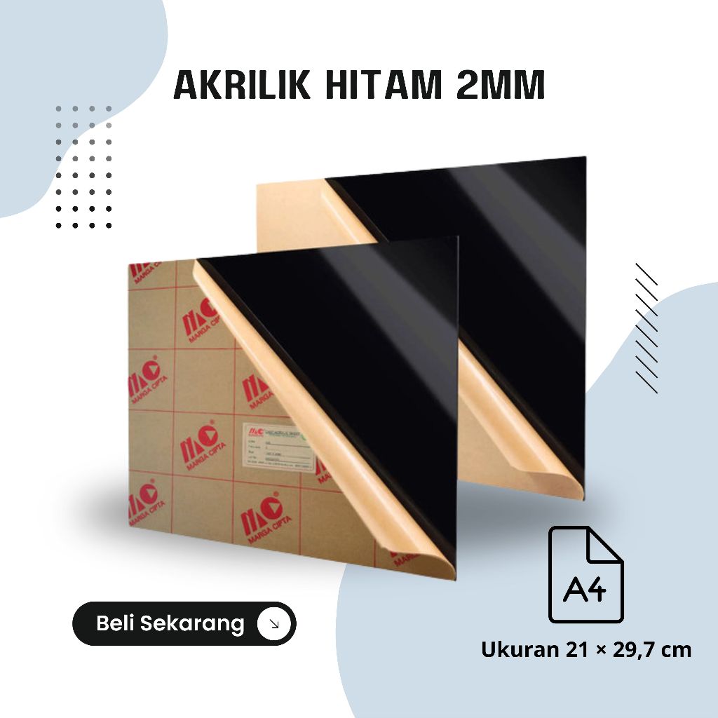 

Akrilik marga cipta hitam solid A4 20x30cm 2mm