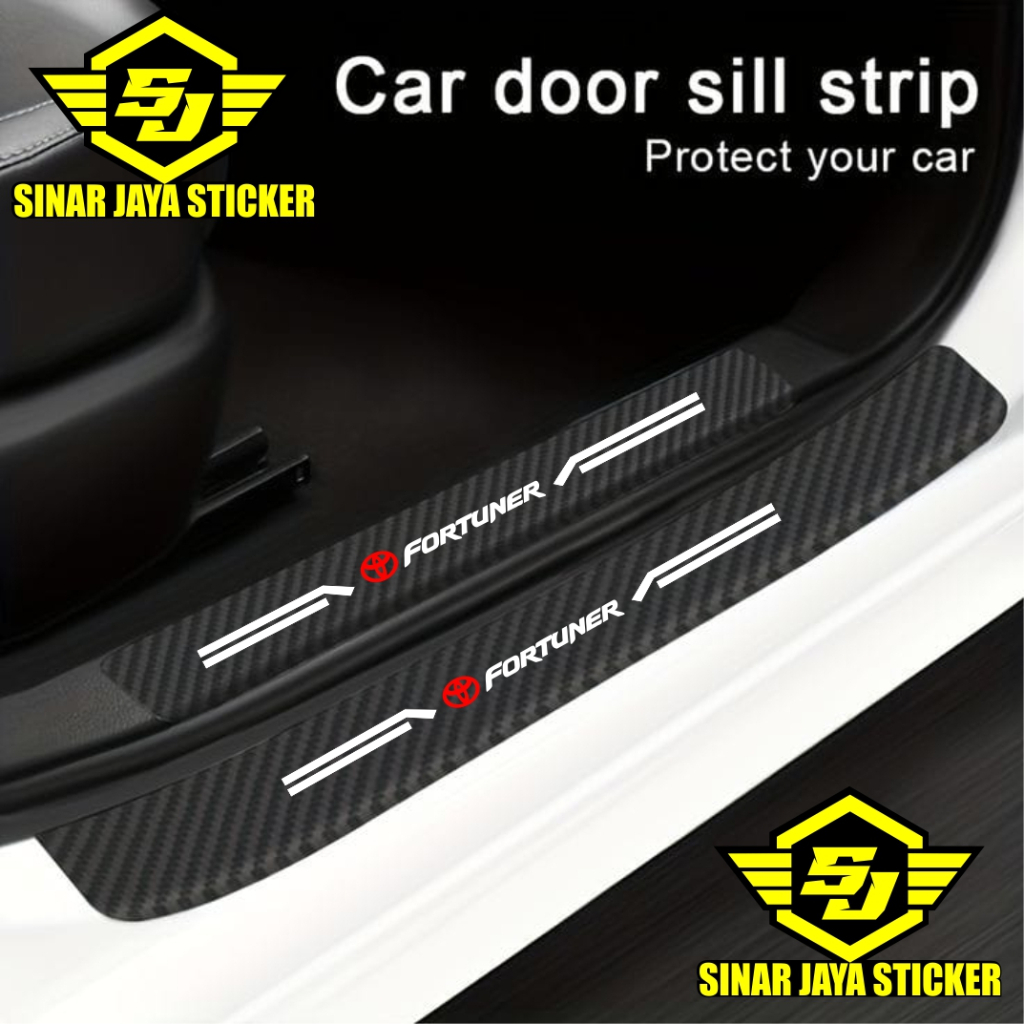 stiker karbon pelindung pintu mobil TOYOTA FORTUNER stiker cuting pijakan kaki terbaru