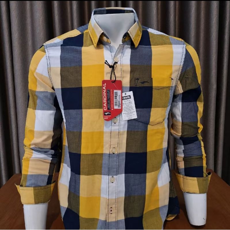 KEMEJA CARDINAL PRIA ORIGINAL KUNING KOTAK KOTAK