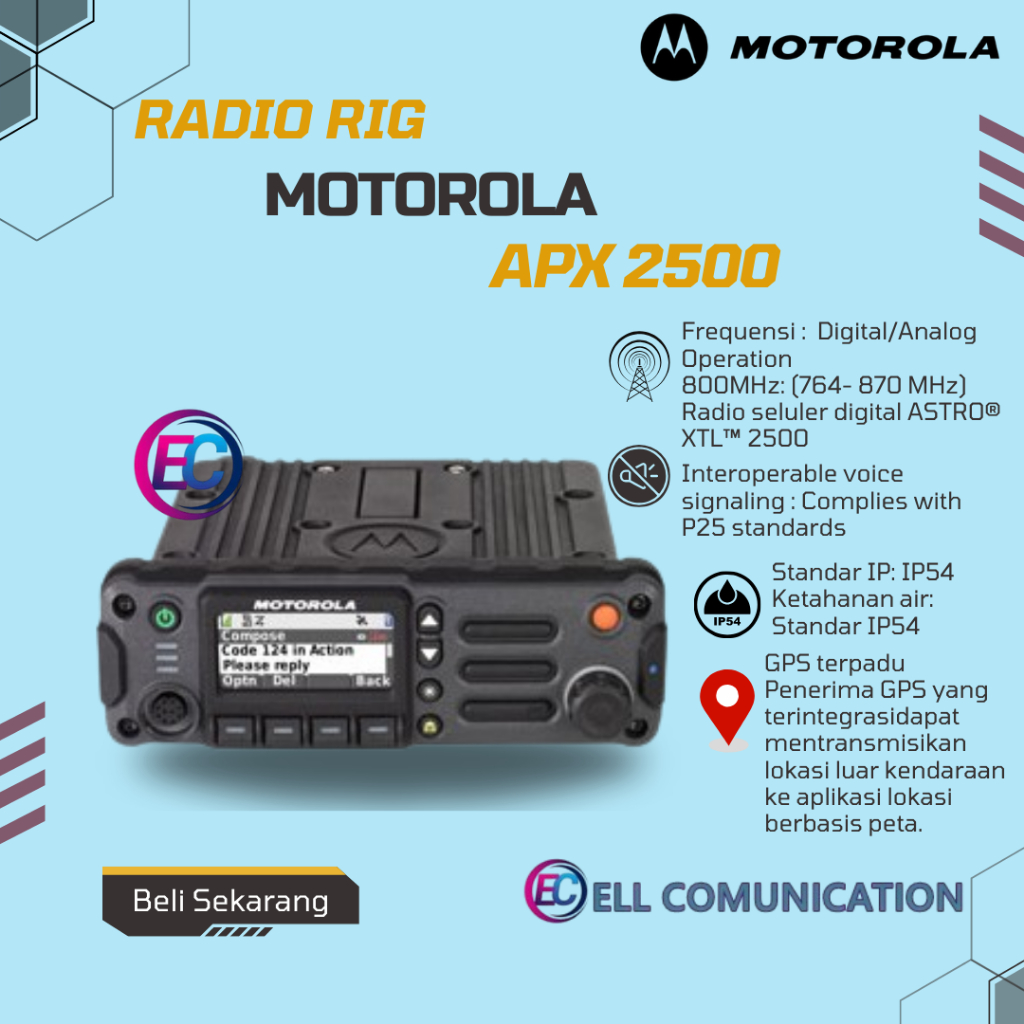 JUAL RADIO RIG MOTOROLA APX2500 ASTRO P25 TRUNKING 800 Mhz RIG MOTOROLA APX 2500 P25 ORIGINAL